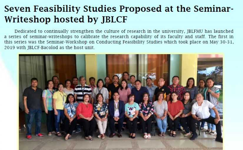 Article 18 | Seven Feasibility Studies Proposed at the Seminar-Writeshop hosted by JBLCF | 2018-2019 Annual Accomplishment Report