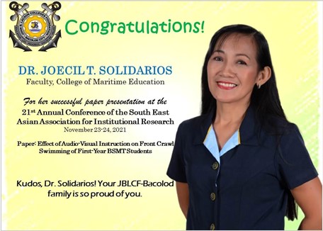Maritime Education Researchers of JBLCF-Bacolod Go International Solidarios Image